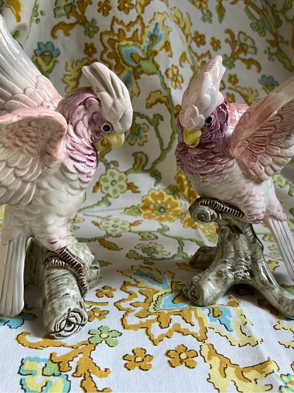 Fitz & Floyd Ceramic Cockatoo Figurine Pair - Decorative Bird Candlestick
